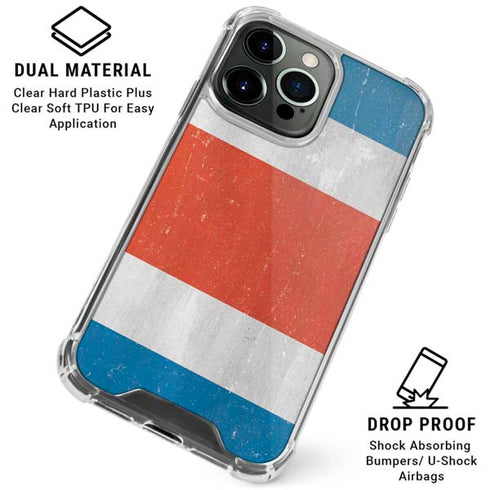 Costa Rican Flag Distressed iPhone 16 Pro Clear Case
